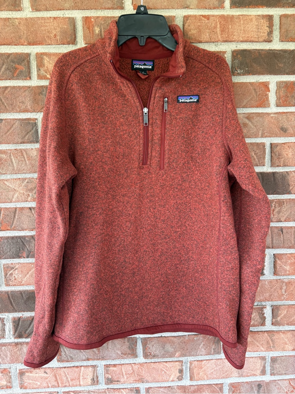 Patagonia Burnt Orange Brown Heather Quarter-Zip Pullover Sweater
